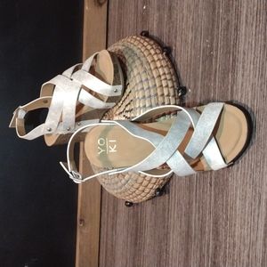 Strappy Buckle Wedge Sandal